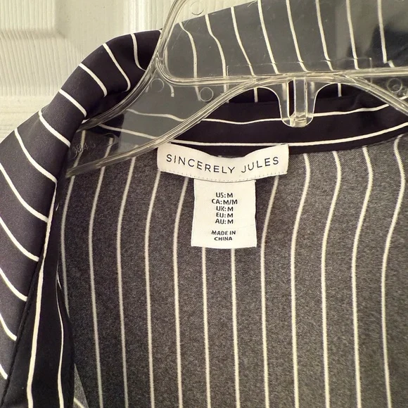 Striped Black and White Women's Top - Picture 3 of 3